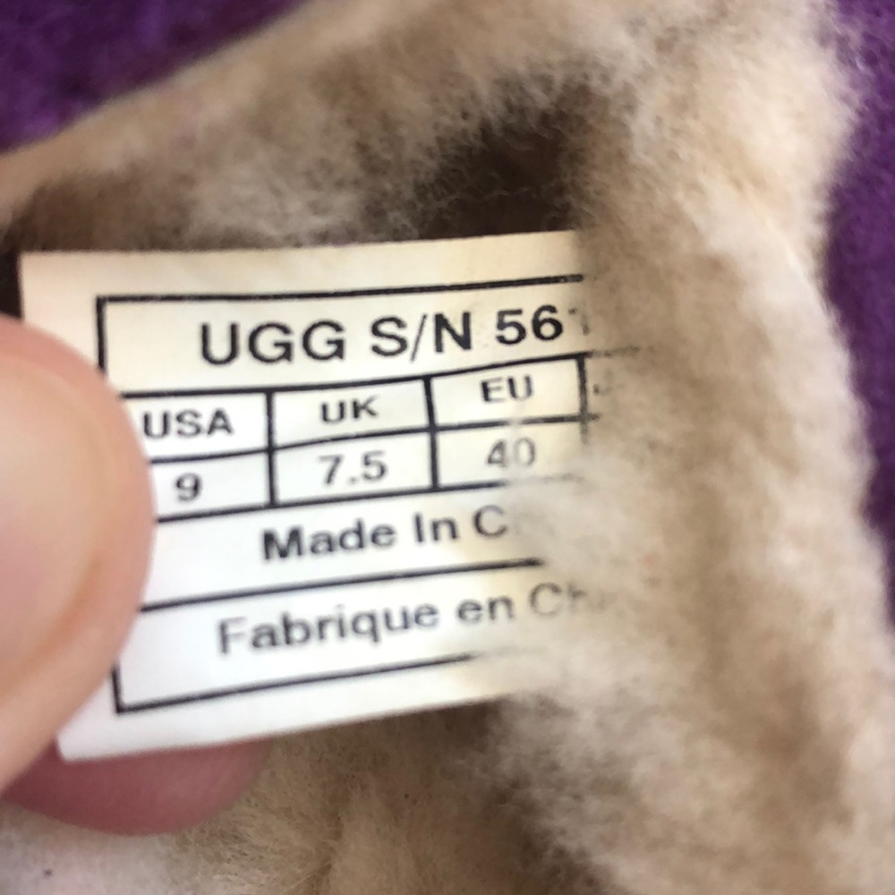 UGG Gray Suede Moccasin Slippers with Chestnut Laces and Shearling Lining - Picture 4 of 8